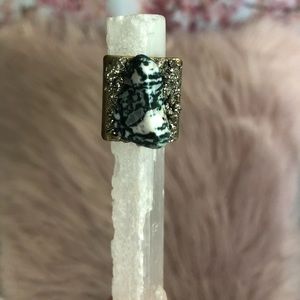 Dendritic Tree & Pyrite Crystal Ring